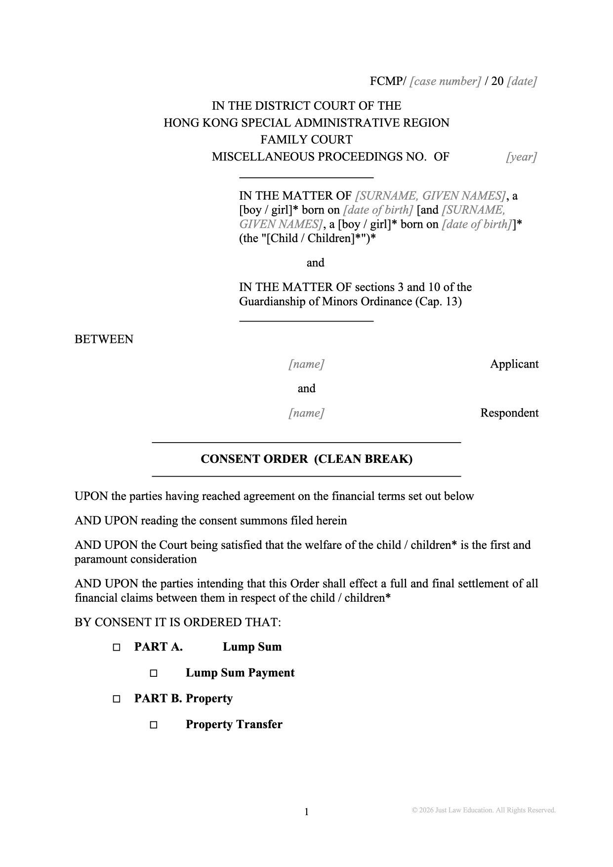 Form DO-18: Clean Break (Unmarried)