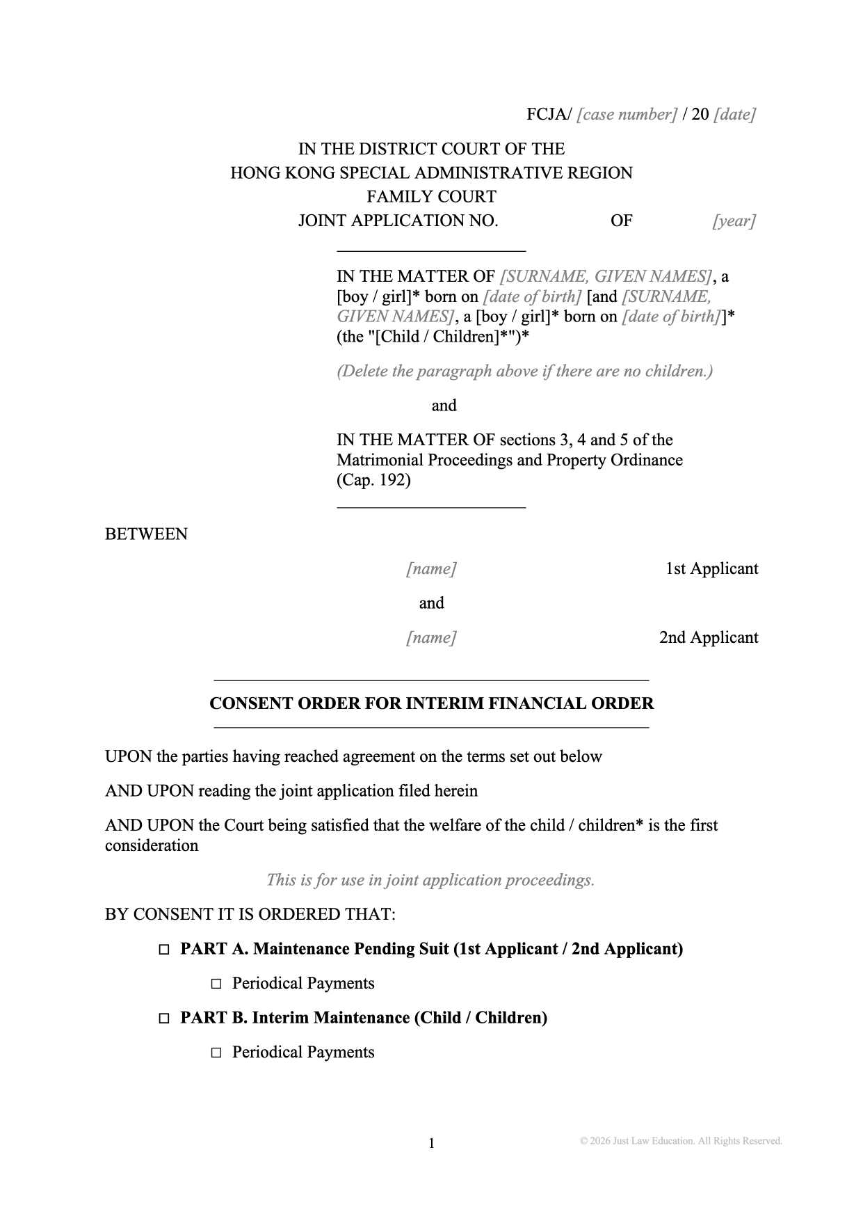 Form DO-22: Consent to Interim Financial Order (JA)