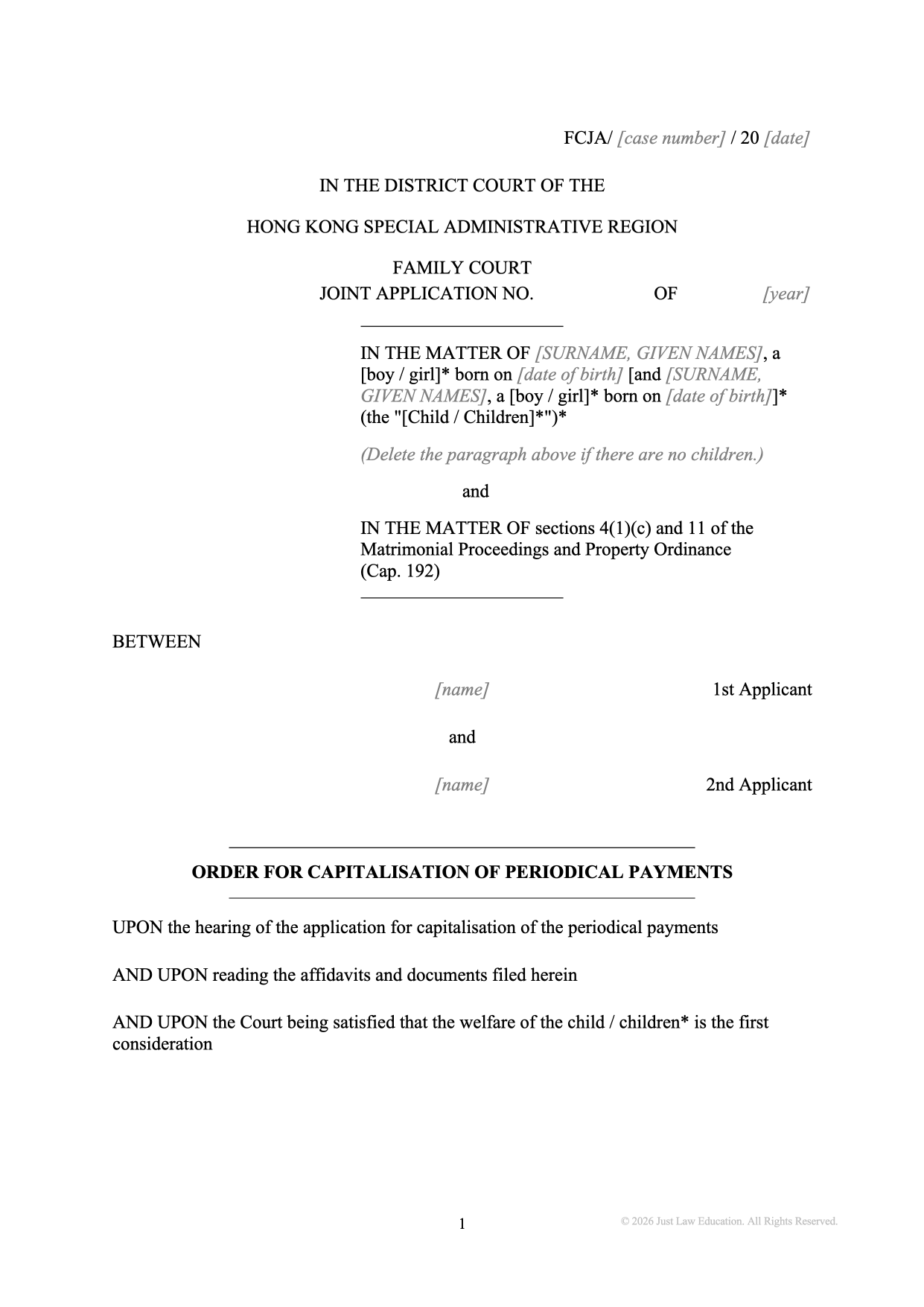 Form DO-27: Convert Maintenance into a Lump Sum (JA)