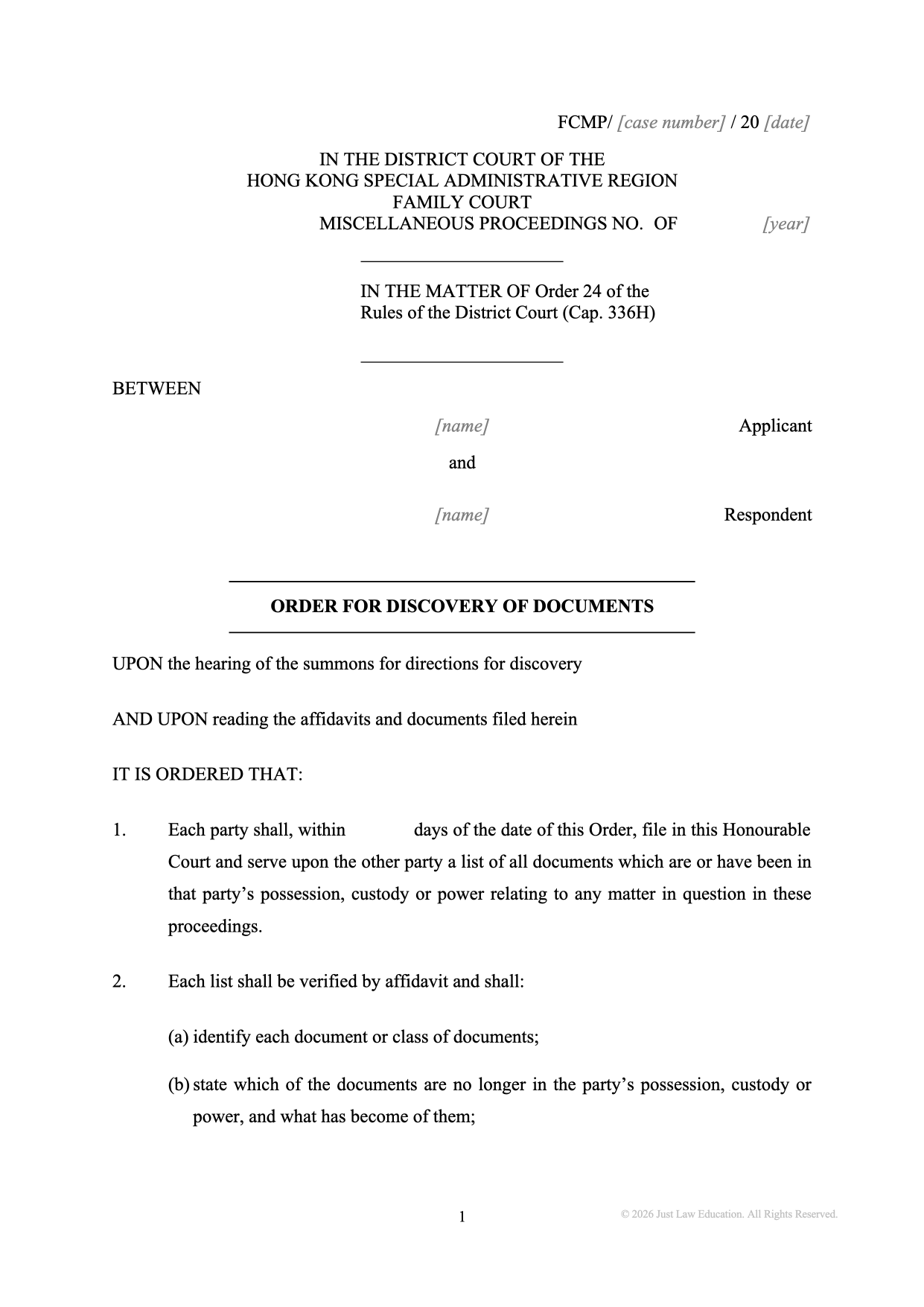Form DO-49: Discovery (Unmarried)