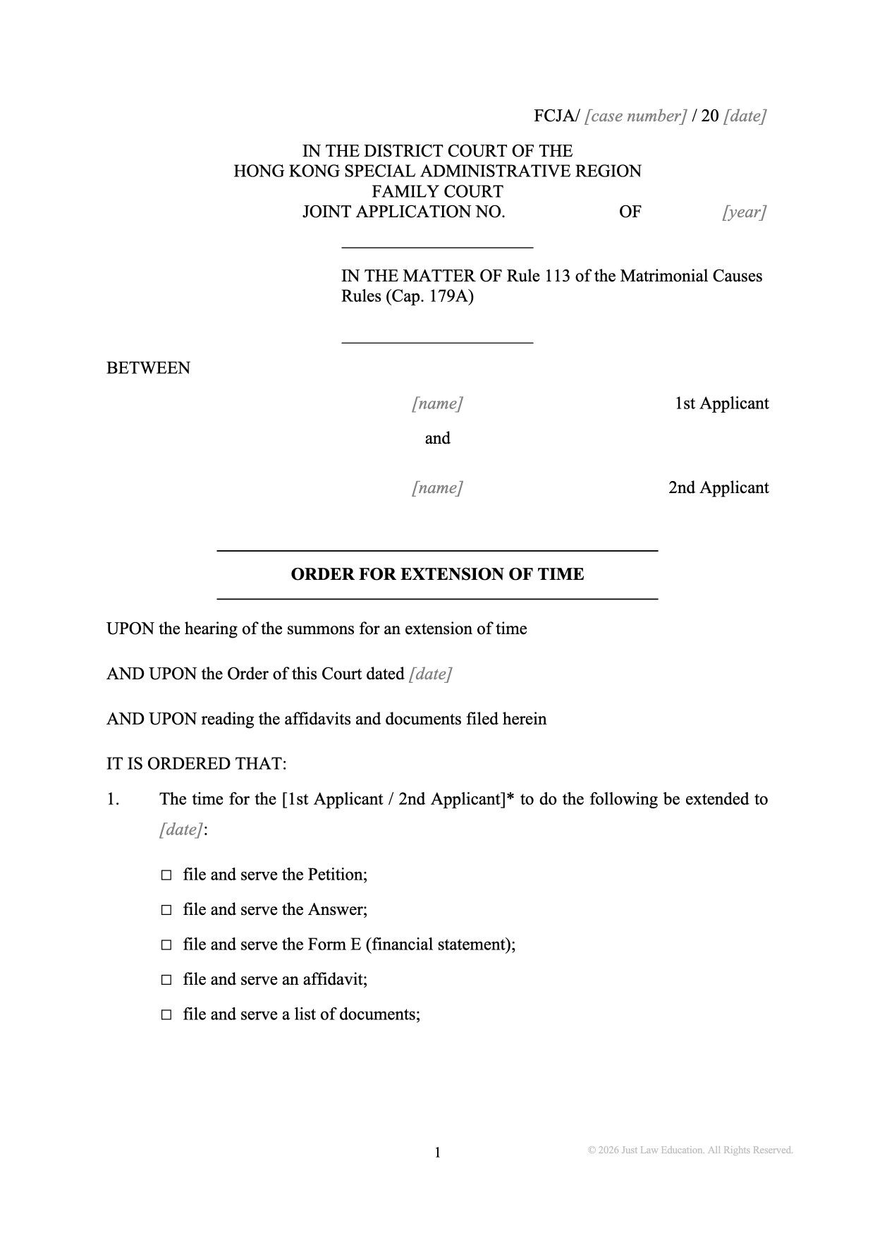Form DO-50: Extension of Time (JA)
