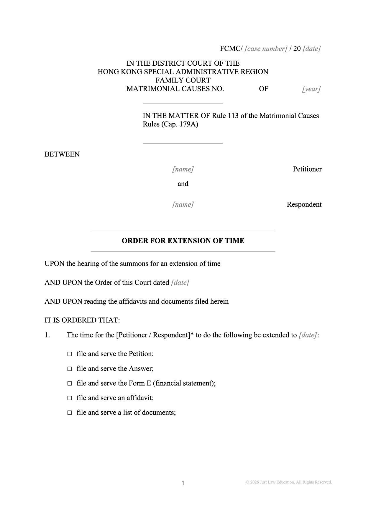 Form DO-51: Extension of Time (Matrimonial)