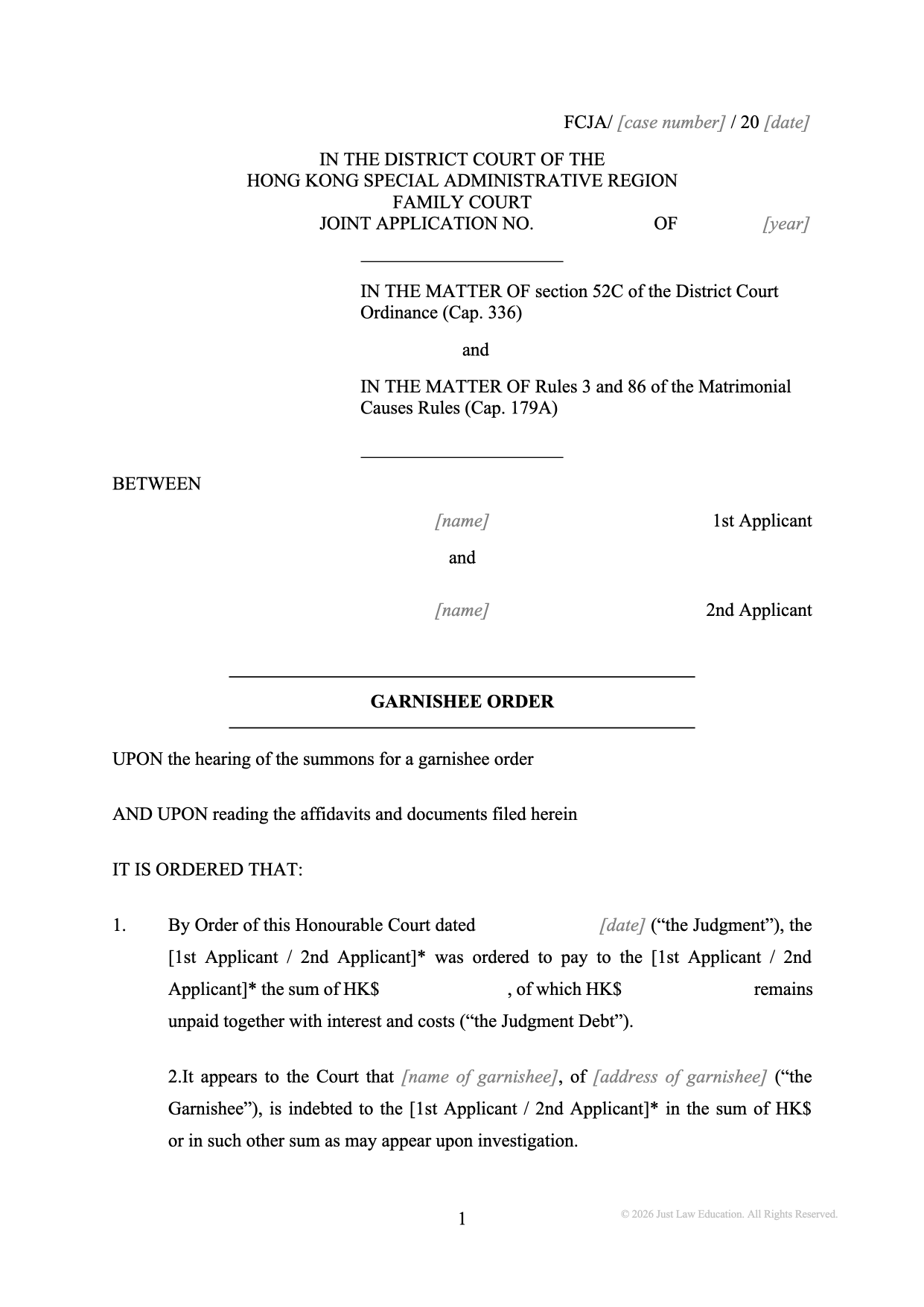 Form DO-68: Garnishment Order (JA)