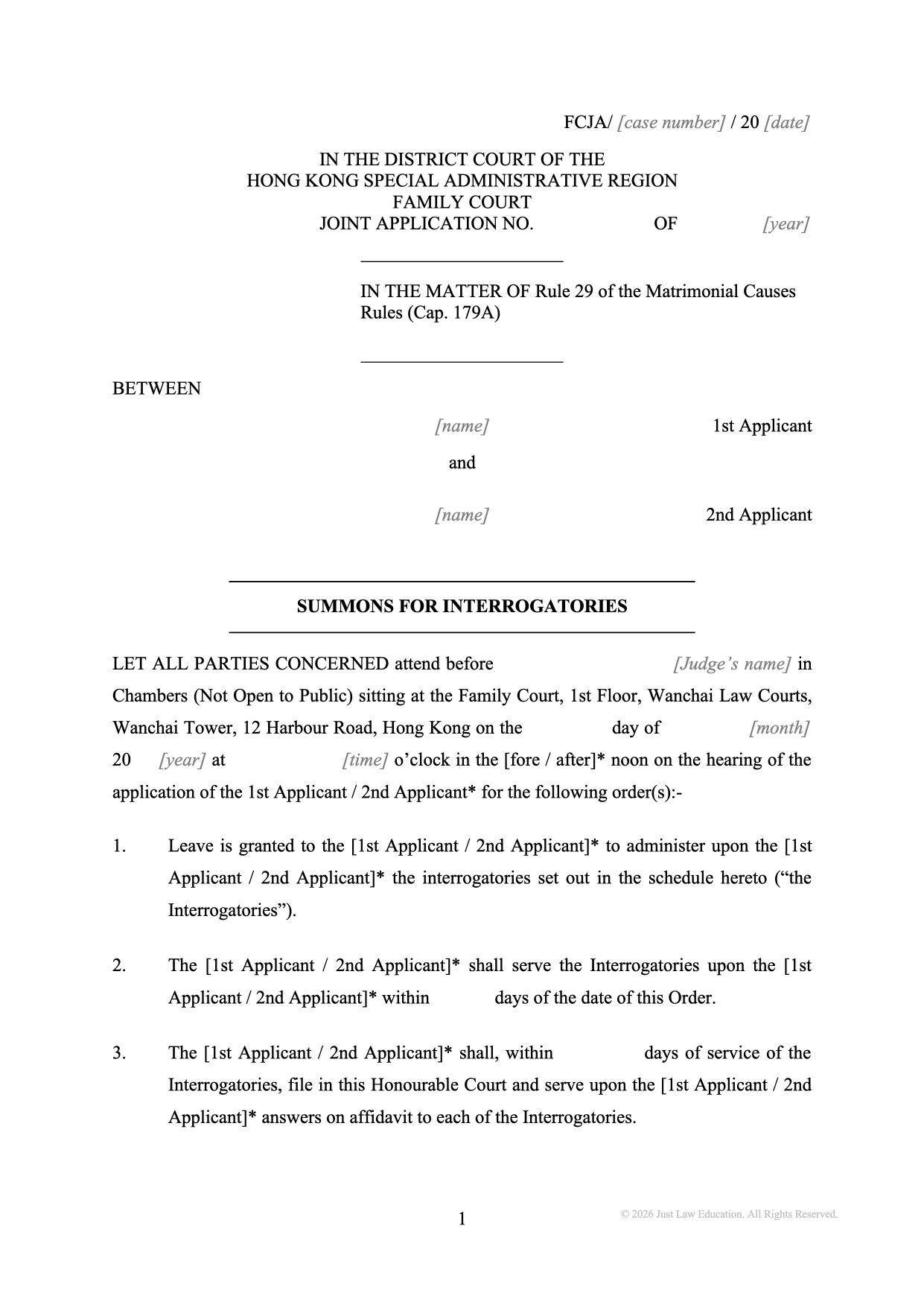 Form SUM-43: Summons — Interrogatories (JA)