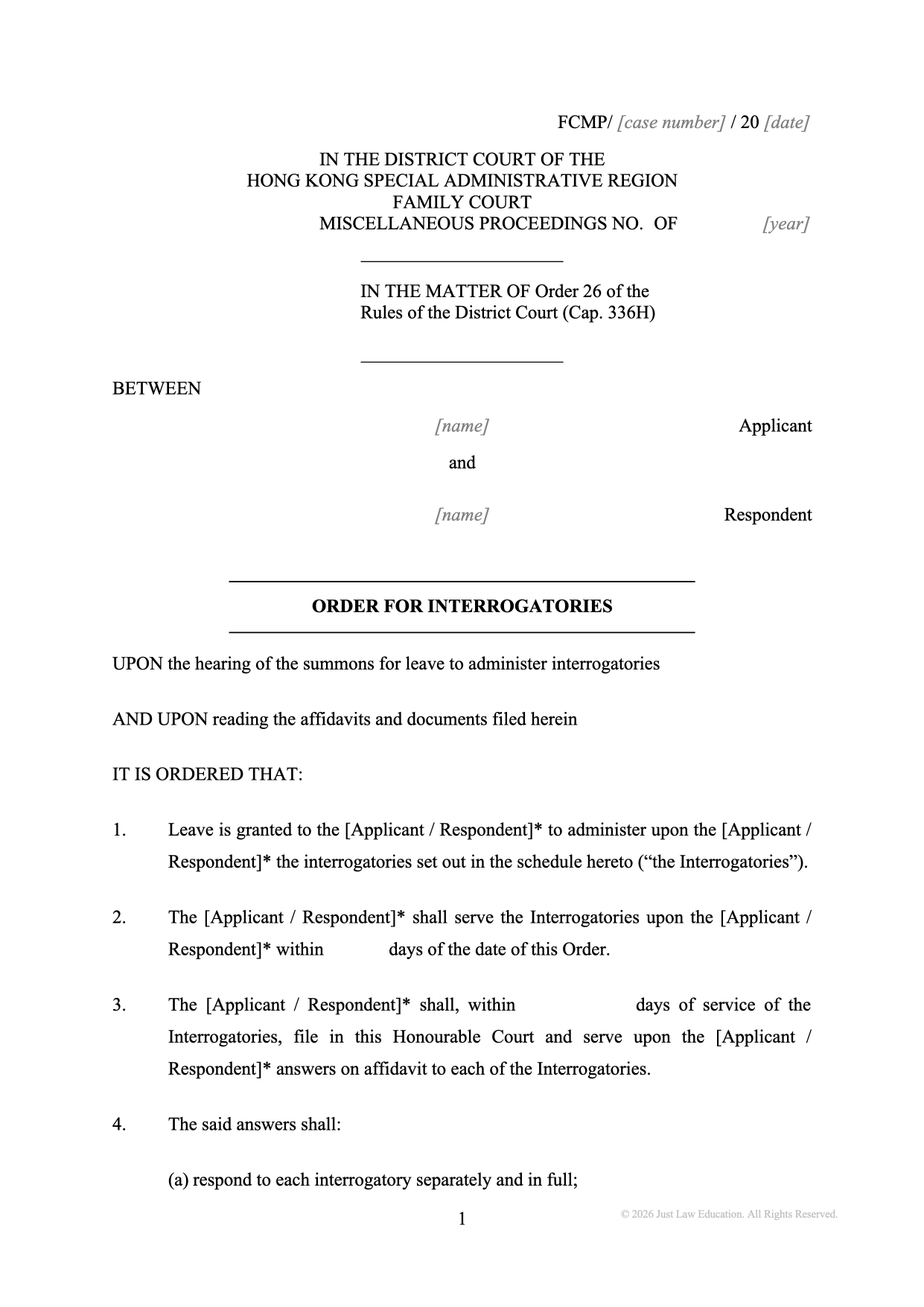 Form DO-58: Interrogatories (Unmarried)