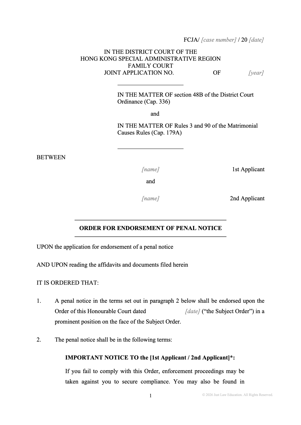 Form DO-74: Penal Notice (JA)